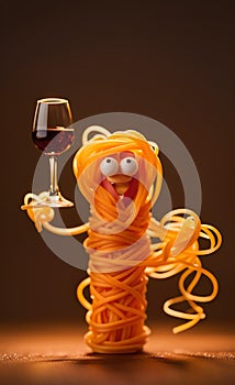 AI generated illustration of a character made of spaghetti pasta