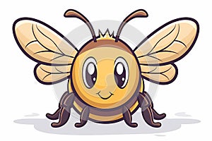 AI generated illustration of a cheerful bee with a smiling face