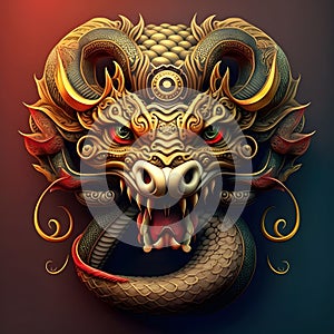 AI generated illustration of a Chinese zodiac golden snake