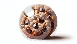 AI-generated illustration of a chocolate chip cookie with a bite taken out of it