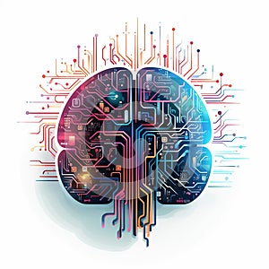 AI generated illustration of a close-up image of a human brain glowing in the light