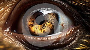 AI generated illustration of a close-up of a striking eye lacking an iris