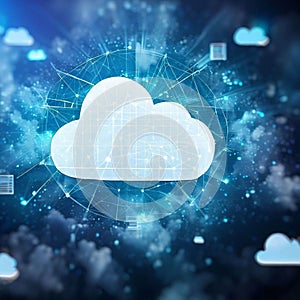 AI generated illustration of a cloud computing, representing the interconnectedness of the internet