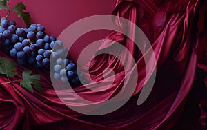 AI-generated illustration of a cluster of grapes resting on a luxurious satin blanket
