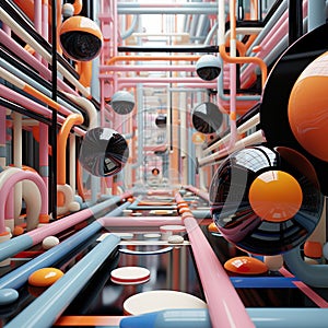 AI generated illustration of colorful abstract computer boards