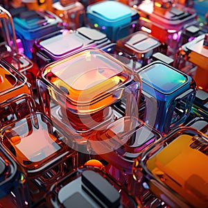 AI generated illustration of colorful abstract computer boards