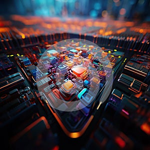 AI generated illustration of colorful abstract computer boards