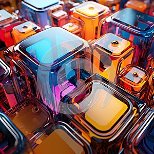 AI generated illustration of colorful abstract computer boards