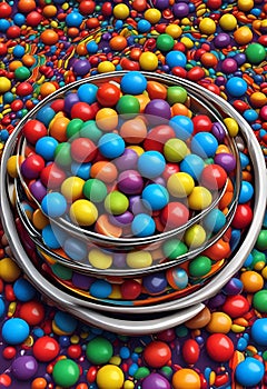 AI generated illustration of colorful candy mix in a pile