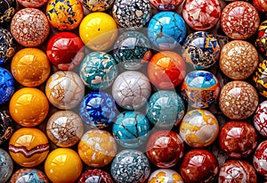 AI generated illustration of colorful marble balls