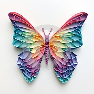 a colorful butterfly made from paper with rainbow colors on the wings