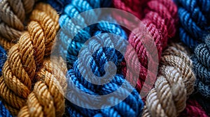 AI-generated illustration of colorful ropes and cords in blue, red, and other hues