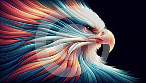 AI generated illustration of a colourful portrait of an eagle