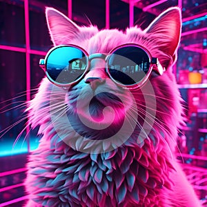 AI generated illustration of a cool cat wearing sunglasses