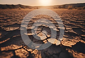 AI generated illustration of cracked desert landscape with parched earth
