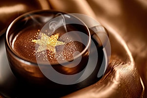 AI generated illustration of a cup of hot chocolate with star design