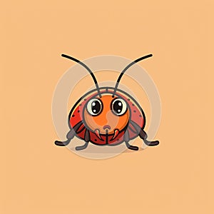 AI generated illustration of a cute bug on an orange background