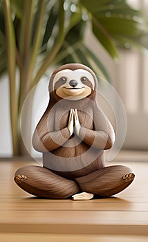 AI generated illustration of a cute sloth in yoga pose