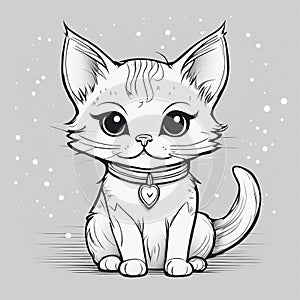 AI generated illustration of a cute white kitten looking curiously around