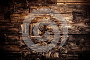 AI generated illustration of a dark brown weathered wood background