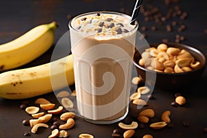 AI generated illustration of a delicious, energizing smoothie made with peanut butter