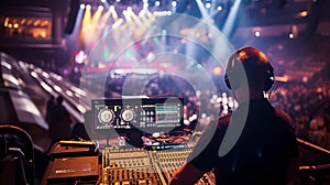 AI-generated illustration of a DJ performing on the stage during a live concert