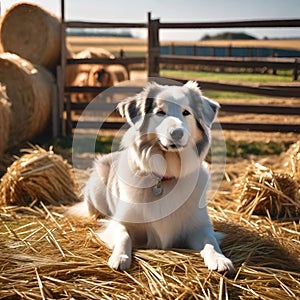 AI-generated illustration of a dog guarding a sheep farm