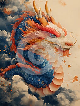 AI generated illustration of a dragon symbolizing fortune for Chinese New Year 2024