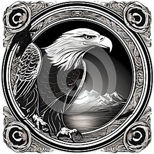 AI generated illustration of an eagle suitable for graphics, laser engravers photo