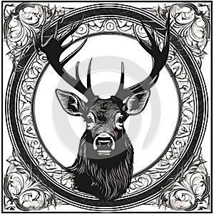 AI generated illustration of an elk suitable for graphics, laser engravers photo