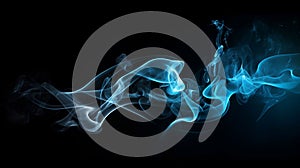 AI generated illustration of emitting blue smoke, on a black background