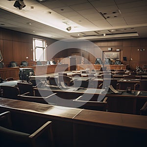 AI generated illustration of An empty courtroom