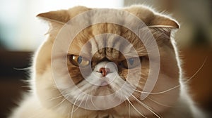 AI generated illustration of an Exotic Shorthair cat with a displeased expression