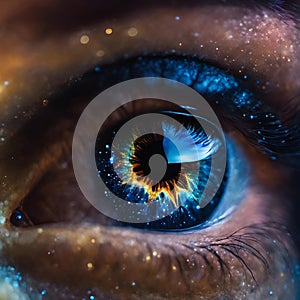 AI generated illustration of the eye captivated by the stars