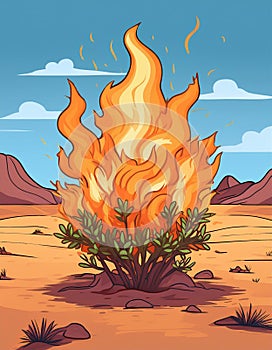 The burning bush in the desert