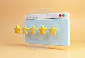 AI Generated Cute Squishy Browser Window Displaying 5 Star Rating photo