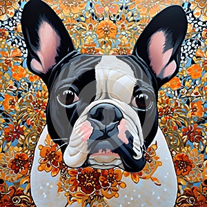 AI generated illustration of a French Bulldog appearing melancholic and downcast