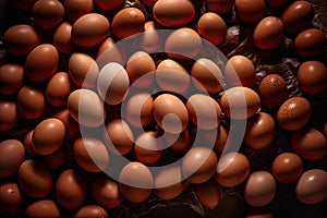 AI generated illustration of fresh brown eggs in a pile