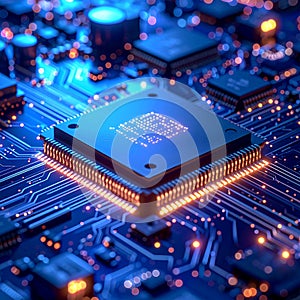 Futuristic Artificial Intelligence Processor Microchip â Advanced Semiconductor Technology, Quantum Computing CPU Concept, High