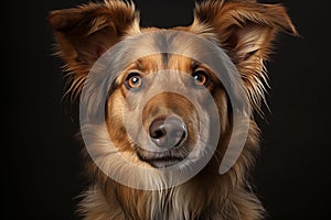 AI generated illustration of a German Shepherd Mix Dog on a black background