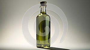 AI generated illustration of a glass bottle of olive oil on a clear background