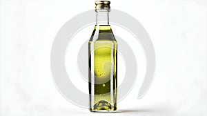 AI generated illustration of a glass bottle of olive oil on a clear background