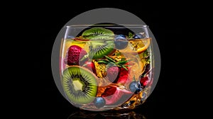 AI generated illustration of a glass filled with juicy fruits