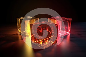 AI generated illustration of glowing bright colorful glass cubes