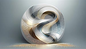 AI generated illustration of a golden spiral adorned with a silver dusting.