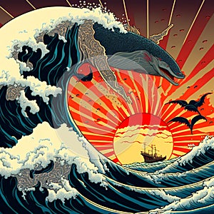 AI generated illustration of The Great Wave off Kanagawa