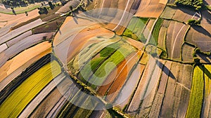 AI generated illustration of green fields with a winding dirt road and a deep blue sky