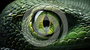 AI generated illustration of a green python eye