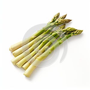 AI generated illustration of a group of asparagus stalks on a white background