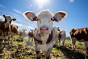 AI generated illustration of a group of cows grazing peacefully in a field